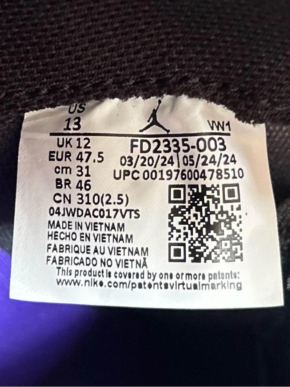 Jordan White Label with Black Print and Jumpman